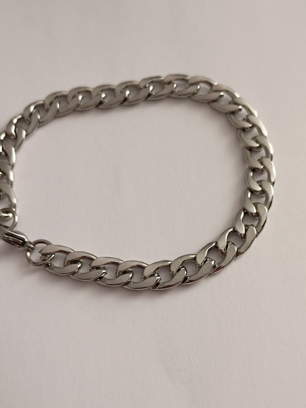 Polished Silver Curb Chain Bracelet